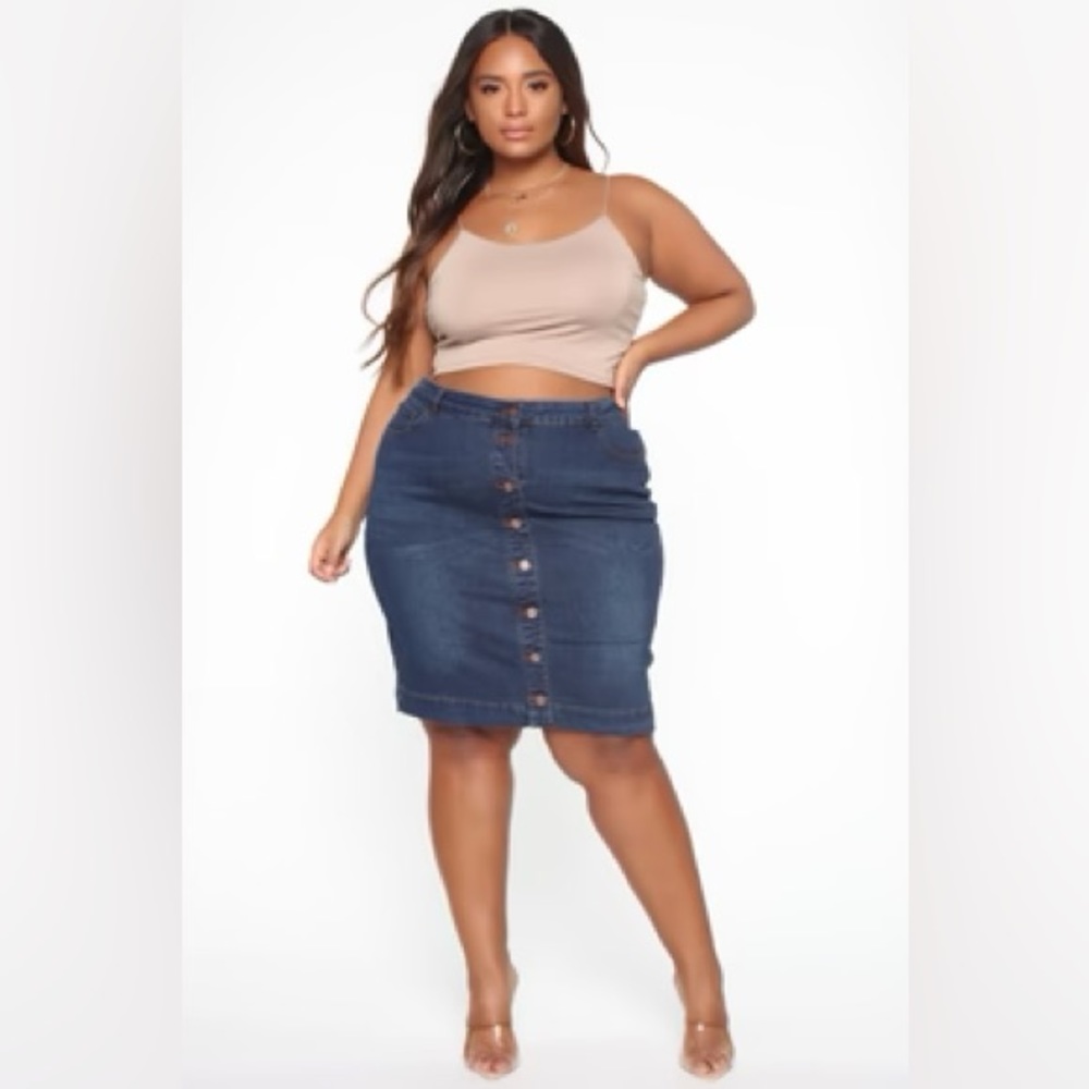 Bethany Button Thru Denim Skirt